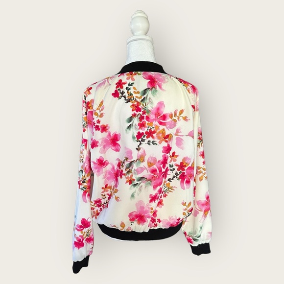 Sanctuary Pink Floral Bomber Jacket, Size M - Picture 2 of 13